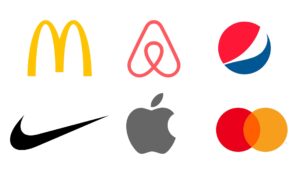 logo voorstelling mc donalds, apple, nike, air bnb, pepsi, mastercard