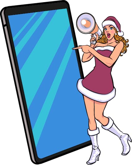 christmas woman with a phone